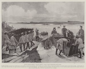 Russian Military Methods, Cossacks crossing a River in Boats extemporised from Wagons